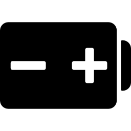 Battery with positive and negative poles signs icon