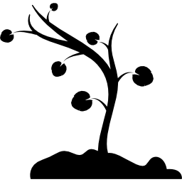 drzewo zakrzywione w lewo z kilkoma liśćmi i gałęziami ikona