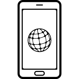 World grid symbol on phone screen icon