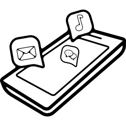 Перспектива мобильного телефона с иконками приложений на экране иконка