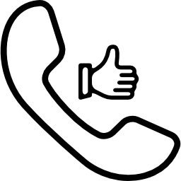 Auricular call symbol with thumb up icon