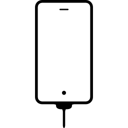 parte posterior del teléfono conectada por cable a la electricidad oa una computadora icono
