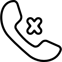 cancelar chamada de telefone símbolo auricular com uma cruz Ícone