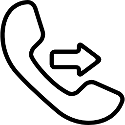 Call symbol of telephone auricular with an arrow facing and pointing to right icon