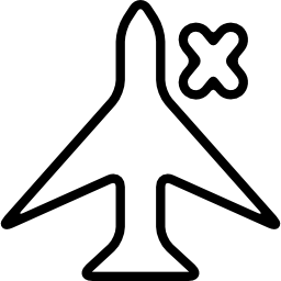 signo de avión con una cruz para interfaz de teléfono icono
