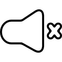 Mute phone speaker interface symbol with a cross icon