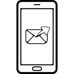 geschlossenes umschlagsymbol mit einem pfeil nach rechts auf dem telefonbildschirm icon