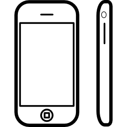 telefone de formato arredondado na vista lateral e frontal Ícone