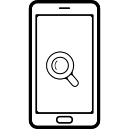 lente di ingrandimento sul simbolo dell'interfaccia di ricerca dello schermo del telefono icona