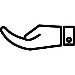 Receiving hand outline with palm up inside a circle icon