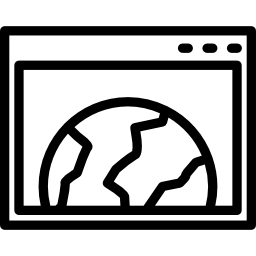 símbolo de contorno do navegador mundial em um círculo Ícone