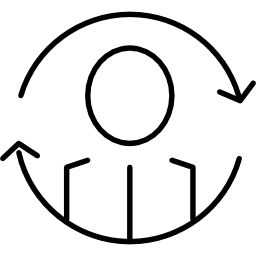 persona o símbolo circular de sincronización personal icono