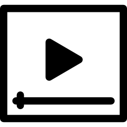 Video player outline interface symbol inside a circle icon