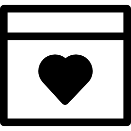 navegador con un símbolo de corazón dentro de un círculo icono