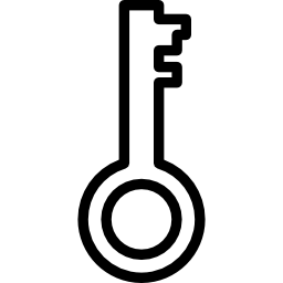Key outline password interface symbol inside a circle icon