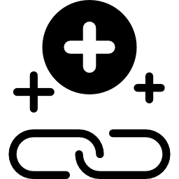 símbolo de eslabones de cadena con signos más en un círculo icono