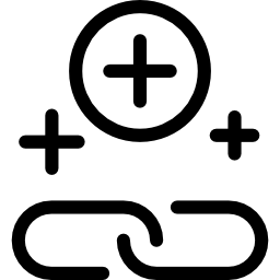 les liens ajoutent un symbole dans un cercle Icône