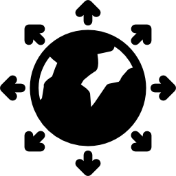 World surrounded by arrows in all directions icon