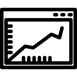 gráfico de línea ascendente en una ventana del navegador dentro de un círculo icono