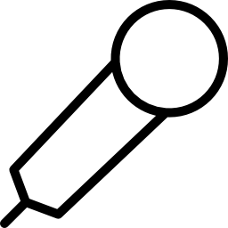 Microphone outline symbol in a circle icon