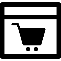 Shop with cart in window inside a circle icon