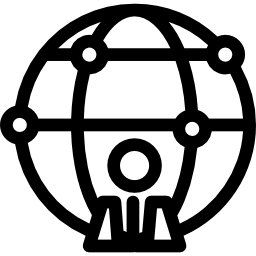 símbolo de contorno de pessoa do mundo em um círculo Ícone