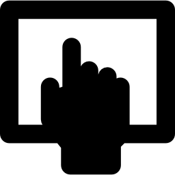 símbolo de pantalla táctil en un círculo icono