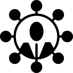 persona pequeña en un círculo rodeado por flechas símbolo de interfaz circular icono