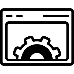impostazioni del browser con finestra e ruota dentata all'interno di un cerchio icona