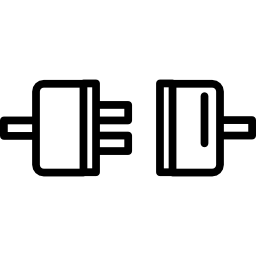 símbolo de contorno de conexión de enchufes en un círculo icono