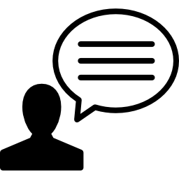 Speech bubble with person inside a circle icon