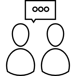 People speaking outline symbol inside a circle icon