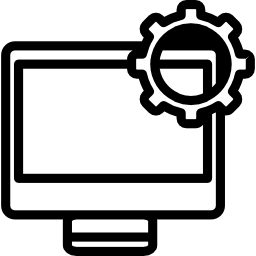 symbole d'interface de contour de réglage d'ordinateur dans un cercle Icône