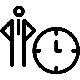 persona con un enorme orologio delinea in un cerchio icona