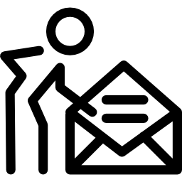 persoon met een geopende e-mailenvelop in een cirkel icoon