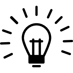 Lightbulb on outline inside a circle icon