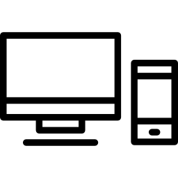 contorni del monitor del telefono e del computer all'interno di un cerchio icona