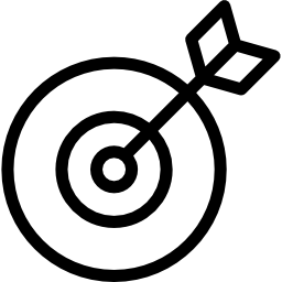 simbolo del contorno del bersaglio in un cerchio icona