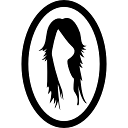 vrouw haarbeeld in ovale spiegel icoon