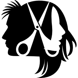 Heads hairs and scissors icon