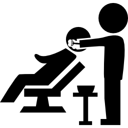 coiffeur appliquant une teinture capillaire à un client de salon de coiffure Icône