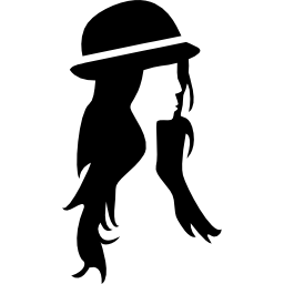 kobiece włosy z kapeluszem ikona