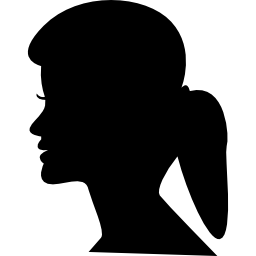 vrouwelijk hoofdsilhouet met paardenstaart icoon