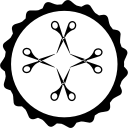 quattro forbici in un distintivo icona
