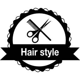 Hair style badge for commercial salon icon