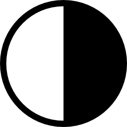 Moon half visible face on light and half on darkness icon