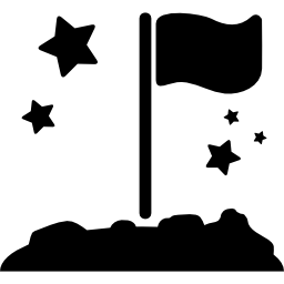 drapeau sur une planète sous les étoiles Icône