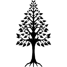 Tree triangular shape with roots icon