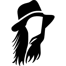 mannelijk lang haar met hoed icoon