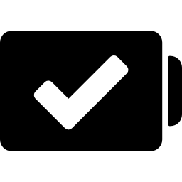 Battery with verification sign icon